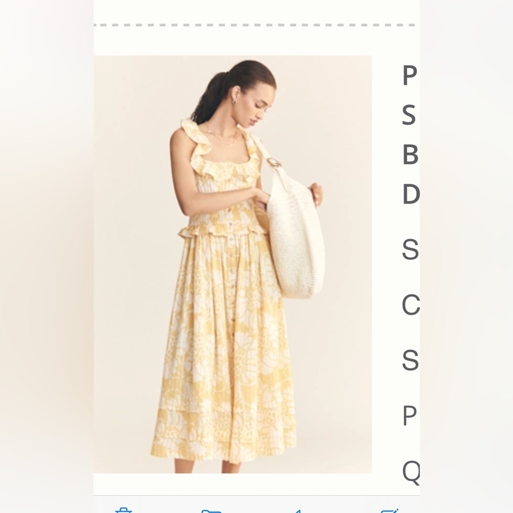 Anthropologie Pilcro Ruffled smocked waist button front midi dress. Size LP. NWT